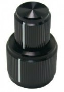 Konzentrischer Aluminiumknopf mit Linie, schwarz eloxiert