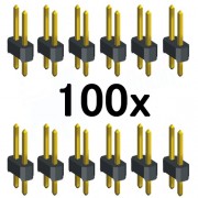 100pcs 2-Pin header strip male 2,54mm, goldplated shunt 1x2