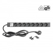 19 Mains Power Strip 8 Sockets, VDE-certified