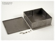 Aluminium Gehuse, Boden mit Montagewinkeln 187x187x63 mm, natur