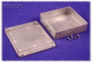 Diecast Enclosure, Flanged Lid 119x119x28 mm, Natural Aluminum