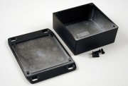 Diecast Enclosure, Flanged Lid 92x92x38 mm, Black