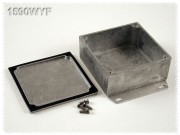 Watertight Diecast Enclosure, Flanged Base 92x92x38 mm, Natural Aluminum
