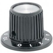 Black skirted bakelite knob with metal cap, Standard