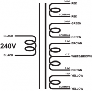 Edcor XPWR088 - 340V@400mA, 230V@200mA, 12.6@5A CT, & 10V@5A