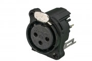 Neutrik NC3FBV2-B receptacle with black metal grounding...