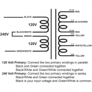 Power transformer, Sec.: 275V (137.5-0-137.5) @125mA center tapped, 13V...