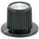 Black skirted bakelite knob with metal cap, Standard