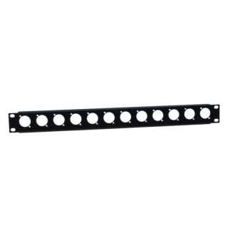 19 U-Rackblende 1 HE mit Zugentlastung fr 12 Buchsen