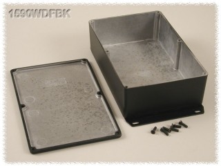 Aluminium Gehuse, wasserdicht, Boden mit Montagewinkeln 119x187x52 mm,...