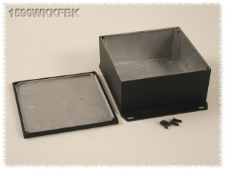 Watertight Diecast Enclosure, Flanged Base 125x125x53 mm, Black