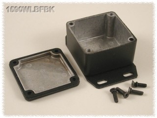 Aluminium Gehuse, wasserdicht, Boden mit Montagewinkeln 51x51x27 mm,...