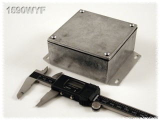 Watertight Diecast Enclosure, Flanged Base 92x92x38 mm, Natural Aluminum