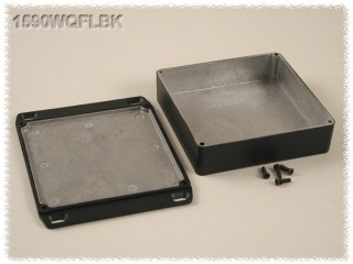 Watertight Diecast Enclosure, Flanged Lid 119x119x28 mm, Black