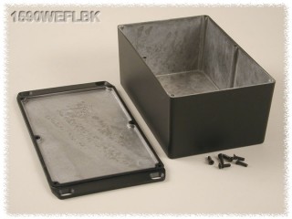 Watertight Diecast Enclosure, Flanged Lid 119x187x78 mm, Black