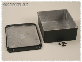 Watertight Diecast Enclosure, Flanged Lid 121x145x52 mm, Black