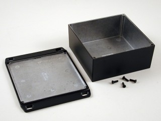 Aluminium Gehuse, wasserdicht, Deckel mit Montagewinkeln 125x125x53 mm,...