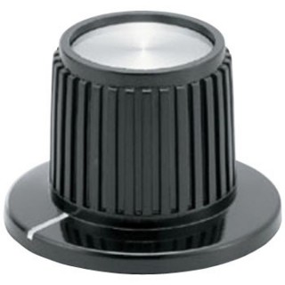 Black skirted bakelite knob with metal cap