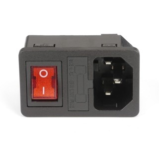 Don IEC mit rot beleuchtetem Schalter und Sicherungshalter