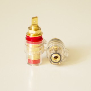 High-End Bananenbuchsen-Set mit Klemmfunktion und Sicherheitsmantel, Gold