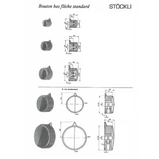 Knob Bouton bas flche standard black