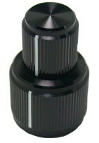 Concentric Aluminum Knob, lined, black anodized