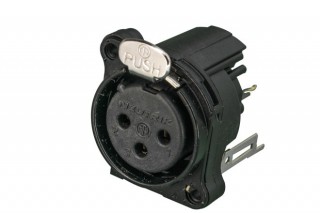 Neutrik NC3FBV2-B receptacle with black metal grounding shell