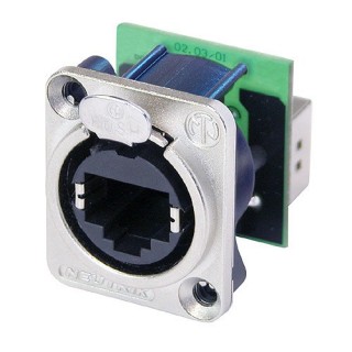 Neutrik NE8FDP RJ45 feedthrough receptacle, D-shape metal flange with the...