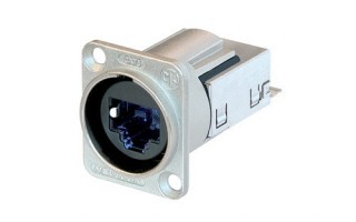 Neutrik NE8FDY-C6 D-shape CAT6 panel connector with Nickel housing