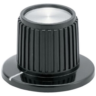 Black skirted bakelite knob with metal cap