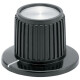 Black skirted bakelite knob with metal cap