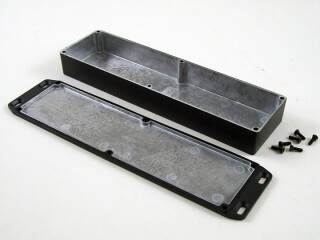 Aluminium Gehäuse, wasserdicht, Deckel mit Montagewinkeln 71x254x36 mm, schwarz