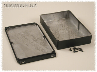 Aluminium Gehäuse, wasserdicht, Deckel mit Montagewinkeln 119x187x33 mm, schwarz