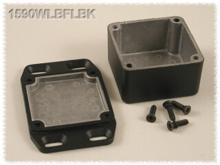 Aluminium Gehäuse, wasserdicht, Deckel mit Montagewinkeln 51x51x27 mm, schwarz