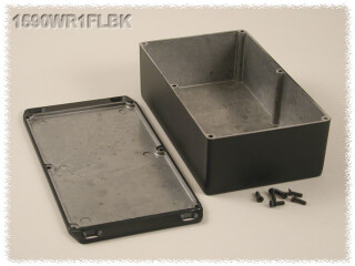 Watertight Diecast Enclosure, Flanged Lid 111x14x57 mm, Black