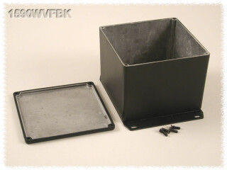 Watertight Diecast Enclosure, Flanged Base 119x119x90 mm, Black