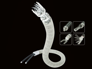 Inakustik Referenz LS-2404 AIR PURE SILVER BFA Banana & Kabelschuh-Adapter; Single-BiWire Weiß 2 x 3,0m