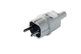 Kaiser 514/sw IP 44 Stecker mit Schutzkontakt und Gummitülle, weiss