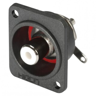 HICON Cinch, RCA, 2-pol , Metall, Einbaubuchse, vergoldete Kontakte, Type D, schwarz