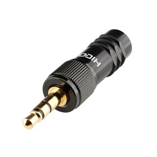 HICON Mini-jack, 3,5mm, 3-pole , metal, Soldering-male connector, gold plated contacts, black