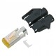HIROSE RJ45 CAT.6a, 8-pol , Kunststoff-, Crimp-Kabelstecker, vergoldete Kontakte, schwarz