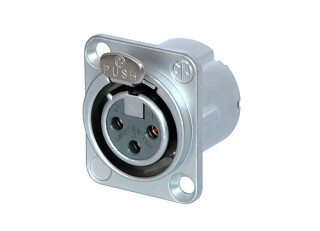 Neutrik NC3FD-LX-HE XLR Einbausteckverbinder, Velour-Verschchromtes Gehäuse, vergoldete Kontakte