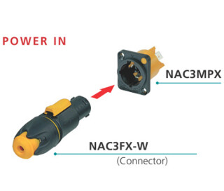 PowerCON TRUE1 Power Connector Set for Cable and Chassis mount installation up to 16 A (USA: 20 A)