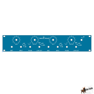 G9 Frontpanel - Blue powdercoating, engraved, white fill outs