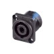 Neutrik NL4MP Speakon 4 pole chassis connector, black D-size flange, countersunk thru holes, 3/16" flat tabs