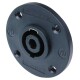 Neutrik NL4MPR Speakon 4 pole chassis connector, black round G-size flange, countersunk thru holes, 3/16" flat tabs