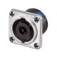 Neutrik NL8MPRXX Speakon 8 pole chassis connector, nickel metal square G-size flange, countersunk thru holes, 3/16" flat tabs