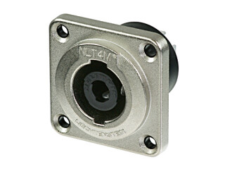 Neutrik NLT4MP Speakon 4 pole male chassis connector, metal housing, solder or ¼" flat tabs