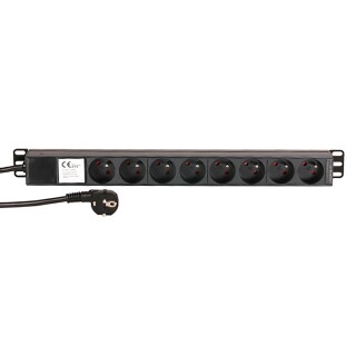 19" Mains Power Strip 8 Sockets, French Connectors